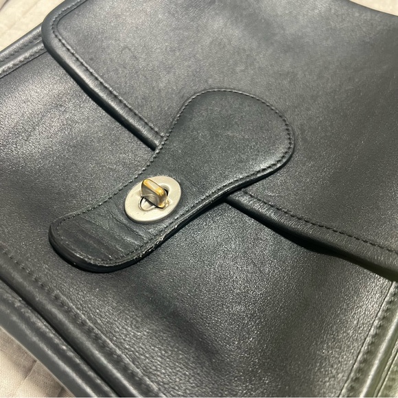 Vintage‎ COACH 100% Leather Satchel Purse Handbag Crossbody bag tote black - Picture 8 of 16